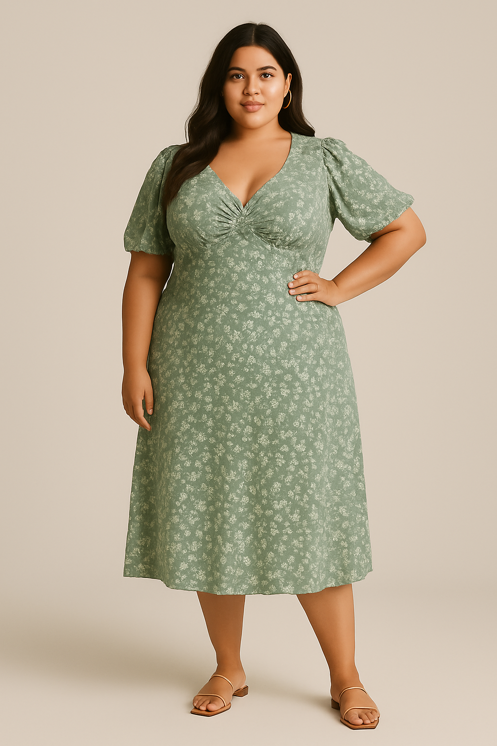 Beige Buttoned Dress