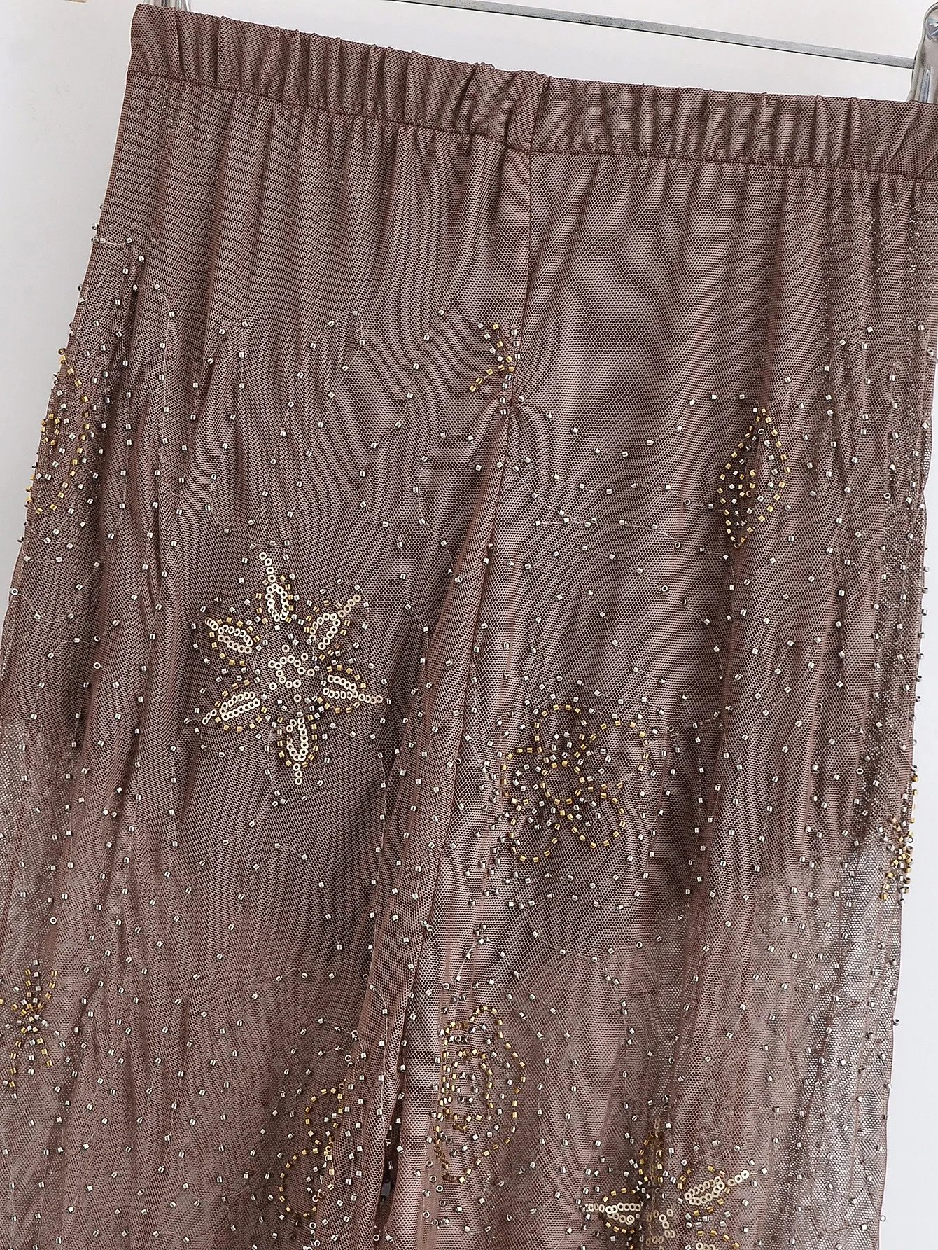 TRAFZA Sexy Chic Women Transparent Pants Sequins Straight Wide Leg Pants Fashion 2025 Spring Summer Holiday Party Trousers TRAFZA Sexy Chic Women Transparent Pants Sequins Straight Wide Leg Pants Fashion 2025 Spring Summer Holiday Party Trousers