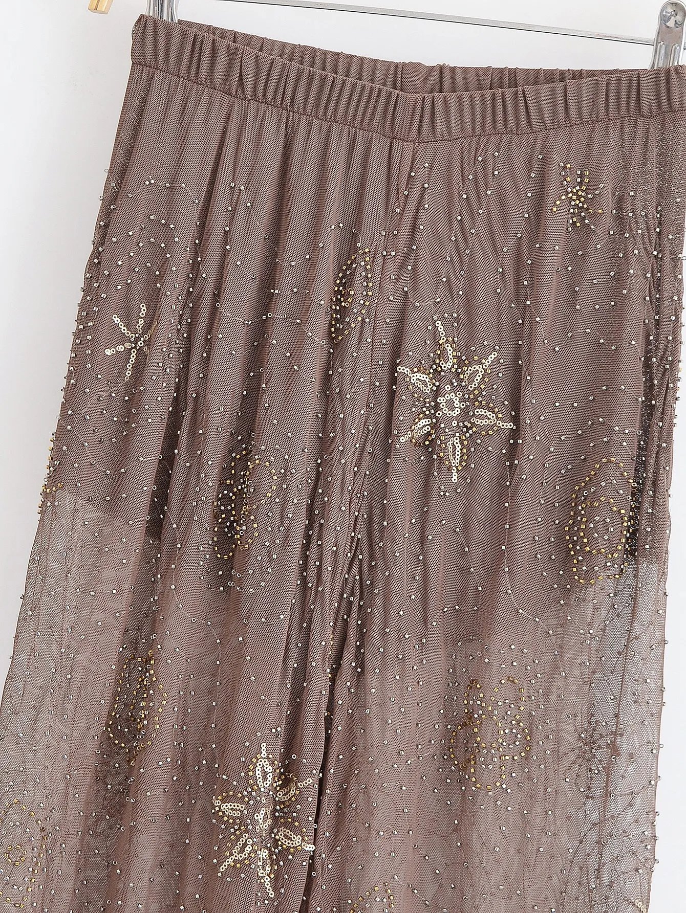 TRAFZA Sexy Chic Women Transparent Pants Sequins Straight Wide Leg Pants Fashion 2025 Spring Summer Holiday Party Trousers TRAFZA Sexy Chic Women Transparent Pants Sequins Straight Wide Leg Pants Fashion 2025 Spring Summer Holiday Party Trousers
